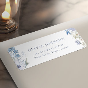 Dusty Blue Elegant Wildflower Return Address