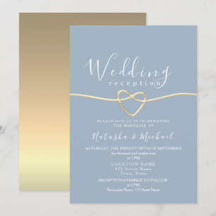 Dusty Blue Elopement Wedding Reception Invitation