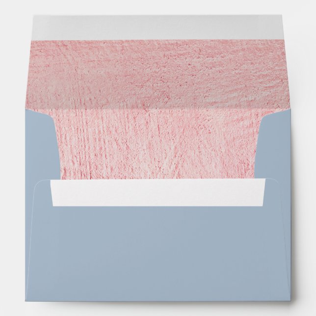 Dusty Blue | Enveloppe Mariage Rose Gold Lined 5x7 (Dos (Bas))