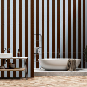 Dusty Blue & Espresso Brown Wide 4 Inch Stripe Wallpaper