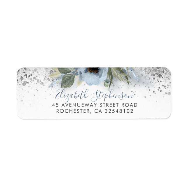 Dusty Blue et Silver Parties scintillant Floral te (Devant)