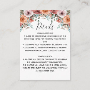 Dusty Blue Ethereal, Blush Peach Floral Details Enclosure Card