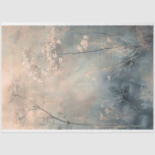 Dusty Blue Ethereal Nature Botanicals Background Tissue Paper