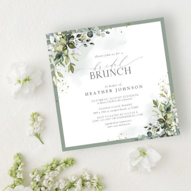 Dusty Blue Eucalyptus Botanical Bridal Brunch Invitation (Creator Uploaded)