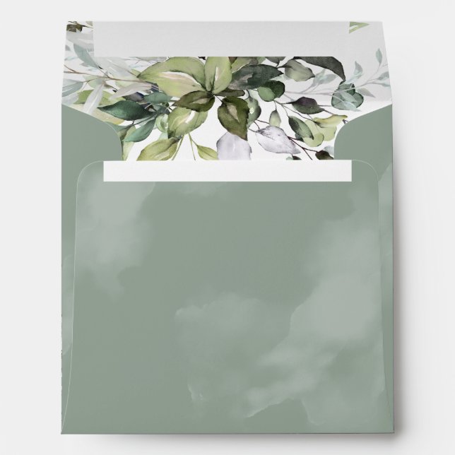 Dusty Blue Eucalyptus Botanical Bridal Shower Envelope (Back (Bottom))
