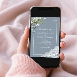 Dusty Blue Eucalyptus Botanical Photo Wedding  Invitation