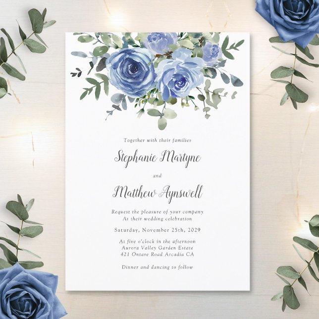 Dusty Blue Eucalyptus Botanical Wedding Invitation (Creator Uploaded)