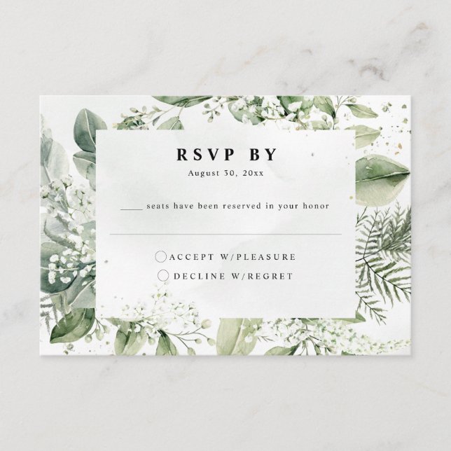 Dusty Blue Eucalyptus Botanical Wedding RSVP Enclosure Card (Front)