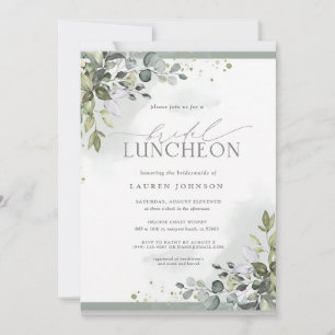 Dusty Blue Eucalyptus Bridal Luncheon Invitation