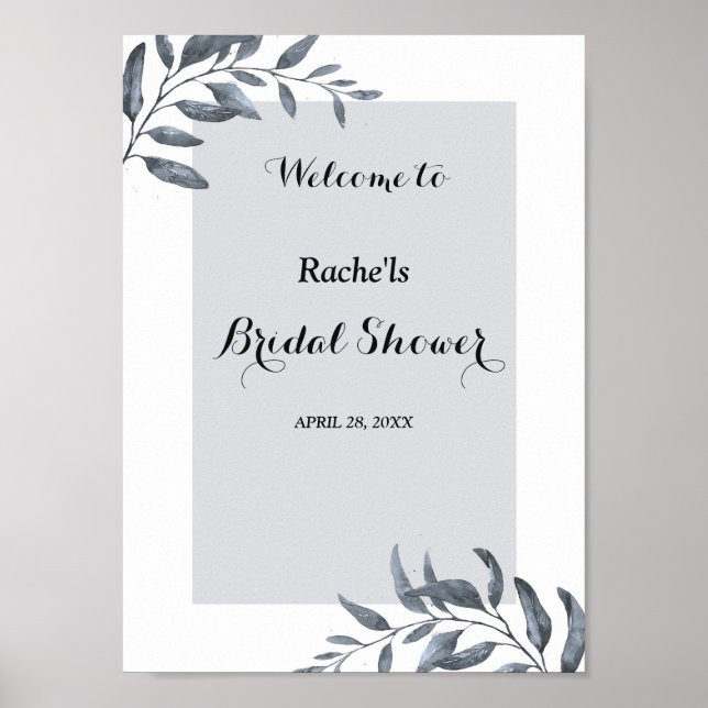 Dusty Blue Eucalyptus  Bridal Shower Poster (Front)