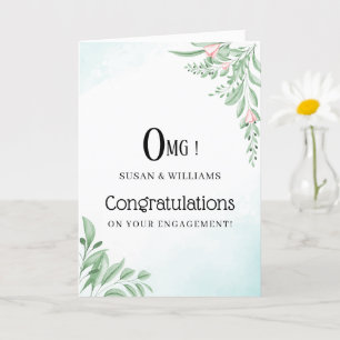 Dusty Blue Eucalyptus Engaged Congratulations Card