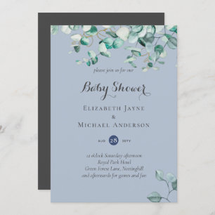 Dusty Blue Eucalyptus Greenery BABY SHOWER Invites