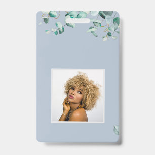 Dusty Blue Eucalyptus Greenery Blank TEMPLATE Badge