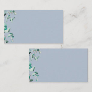 Dusty Blue Eucalyptus Greenery Blank TEMPLATE Business Card