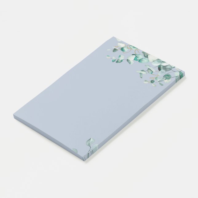 Dusty Blue Eucalyptus Greenery Blank TEMPLATE Post-it Notes (Angled)