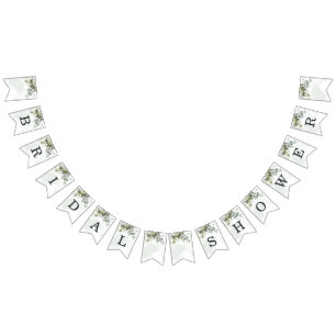 Dusty Blue Eucalyptus Greenery Boho Bridal Shower Bunting Flags