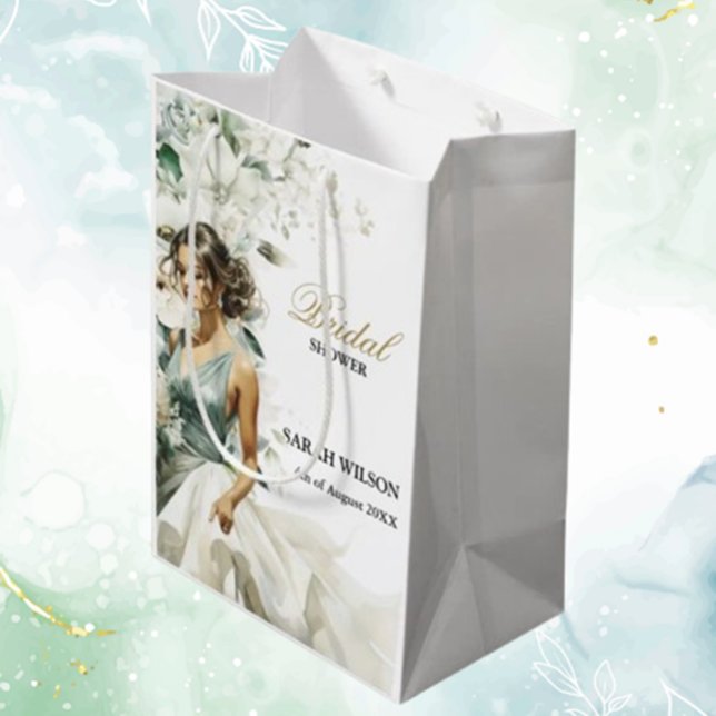 Dusty Blue Eucalyptus Greenery Bridal Shower Medium Gift Bag (Making Your Special Day)