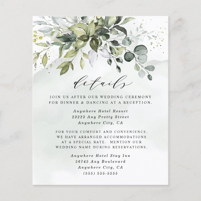 Dusty Blue Eucalyptus Greenery Enclosure Cards (Front)