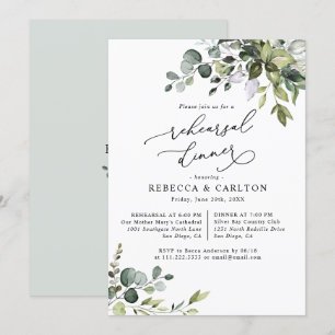 Dusty Blue Eucalyptus Greenery Rehearsal Dinner Invitation
