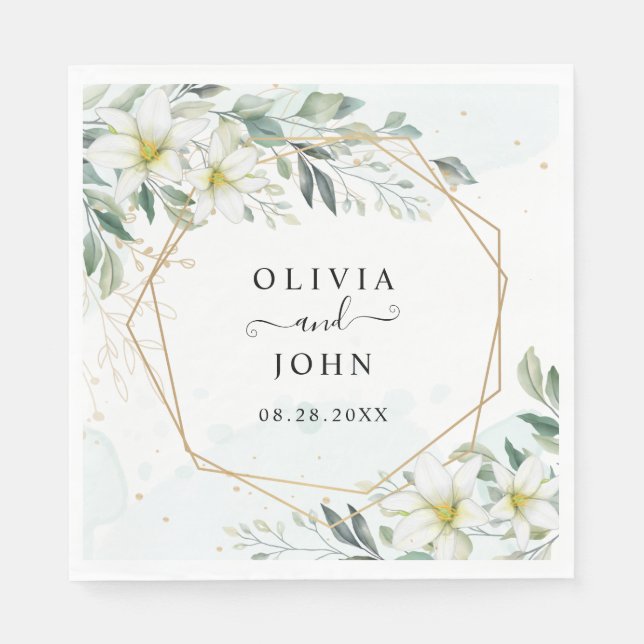 Dusty Blue Eucalyptus Greenery Succulent Wedding Napkin (Front)