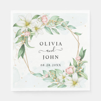 Dusty Blue Eucalyptus Greenery Succulent Wedding Napkin