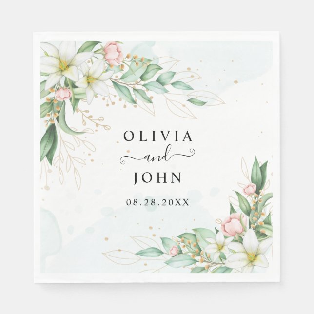 Dusty Blue Eucalyptus Greenery Succulent Wedding Napkin (Front)