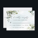 Dusty Blue Eucalyptus Greenery Succulent Wedding RSVP Card<br><div class="desc">This design is available with two different dusty blue shades.  One option is more dustier than the other and leans towards a grey-dusty blue.  This one that you are currently viewing leans more towards blue for the watercolor splashes.  Compare each on-screen preview for a perfect match when it comes to...</div>