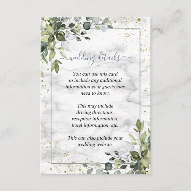 Dusty Blue Eucalyptus Greenery Wedding Details Enclosure Card (Front)