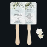 Dusty Blue Eucalyptus Greenery Wedding Programs Hand Fan<br><div class="desc">This design is available with two different dusty blue shades.  One option is more dustier than the other and leans towards a grey-dusty blue.  This one that you are currently viewing leans more towards blue for the watercolor splashes.  Compare each on-screen preview for a perfect match when it comes to...</div>