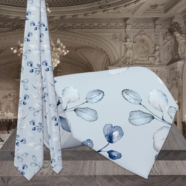 Dusty Blue Eucalyptus Greenery Wedding Sea Foam Tie (Creator Uploaded)
