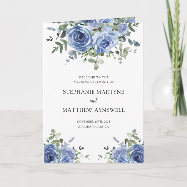 Dusty Blue Eucalyptus Programme de mariage botaniq (Devant)