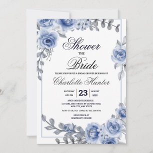Dusty Blue Eucalyptus Succulent Bridal Shower Invi Invitation