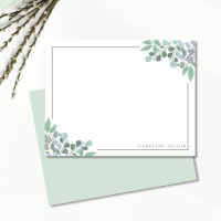 Dusty Blue Eucalyptus Vines Thin Border Stationery