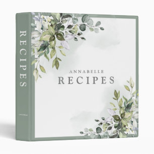 Dusty Blue Eucalyptus Watercolor Recipe Binder
