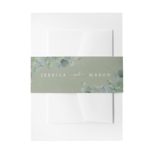 Dusty Blue Eucalyptus Wedding Belly Bands Invitati Invitation Belly Band