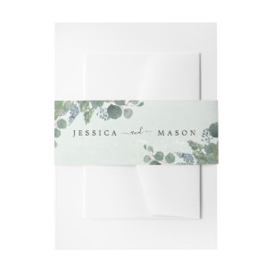 Dusty Blue Eucalyptus Wedding Belly Bands Invitation Belly Band