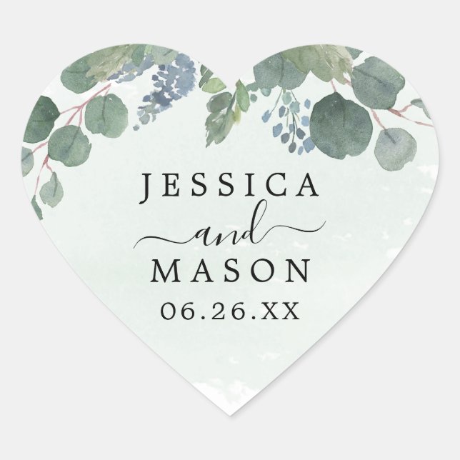 Dusty Blue Eucalyptus Wedding Favour Stickers (Front)