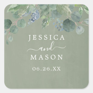 Dusty Blue Eucalyptus Wedding Favour Stickers