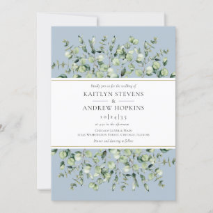 Dusty Blue Eucalyptus  Wedding Invitation