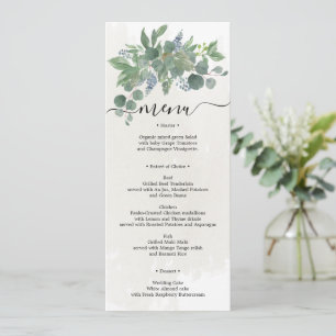 Dusty Blue Eucalyptus Wedding Menu Bridal Shower I Invitation
