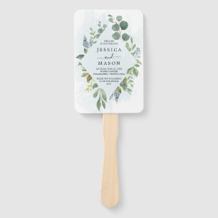 Dusty Blue Eucalyptus Wedding Program Fan