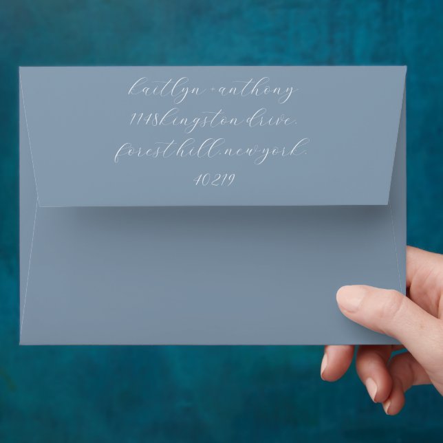 Dusty Blue Euro Flap Envelopes MinimalisticWedding (Hand)