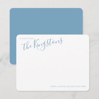 Dusty Blue Family Name Script Note Card