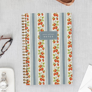 Dusty Blue Farmers Market Strawberry Personalized Notebook
