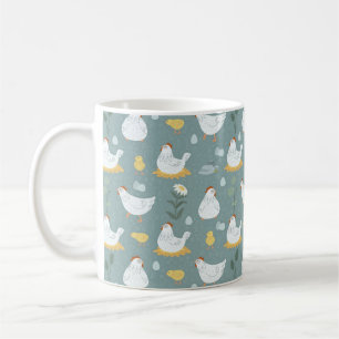 Dusty Blue Farmhouse Chicken Mom Coffee Mug
