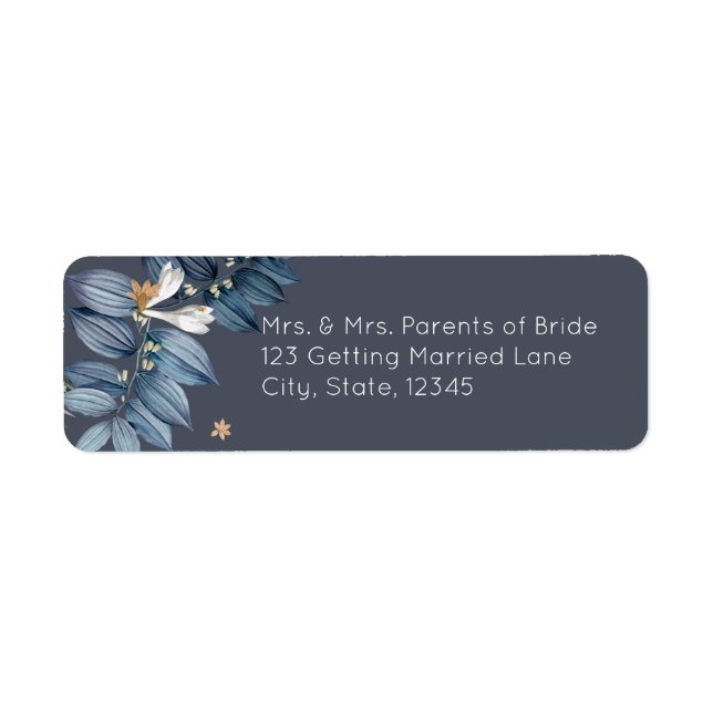 Dusty Blue Feuille blanc Fleur moderne Mariage (Devant)