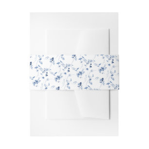 Dusty Blue Fine Art Floral Wedding Belly Band Invitation Belly Band