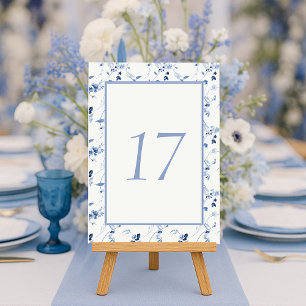 Dusty Blue Fine Art Floral Wedding Table Number