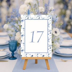 Dusty Blue Fine Art Floral Wedding Table Number