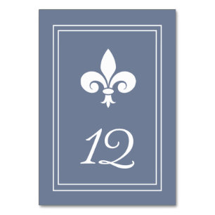 Dusty Blue Fleur de Lis Table Number Card